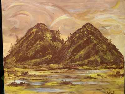 Горы царицы Савской. Холст. Акрил. Мак.С автор.